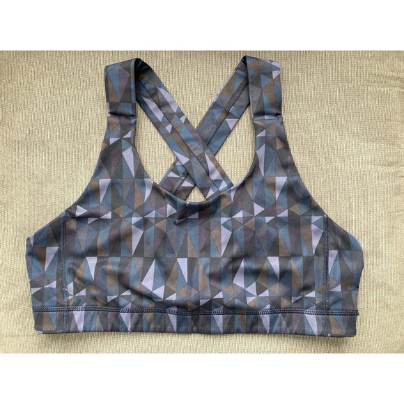 Lululemon Sports Bra Geo Print 12 Cross Strap Active Yoga Exercise - Picture 1 of 5